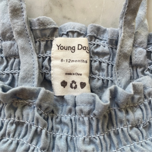 Ruffled Smock Neck Romper for Baby Girl - Baby Girl Bubble - Summer Romper - Picture 2 of 3